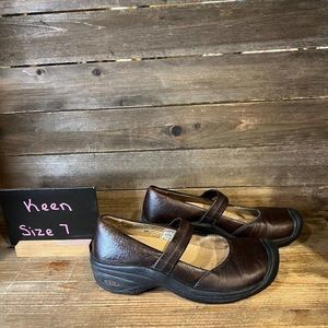 Womens Keen Mary Jane Clogs Brown Leather Comfort Slip On Shoes Flats Size‎ 7 M